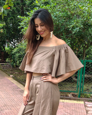 Off My Shoulder - Khakhee (Only Top)