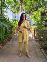 Load image into Gallery viewer, LEMON YELLOW LONG JACKET WITH CROPPED PANT &amp; SPAGHETTI INNER
