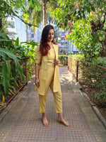 Load image into Gallery viewer, LEMON YELLOW LONG JACKET WITH CROPPED PANT &amp; SPAGHETTI INNER
