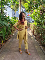 Load image into Gallery viewer, LEMON YELLOW LONG JACKET WITH CROPPED PANT &amp; SPAGHETTI INNER
