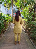 Load image into Gallery viewer, LEMON YELLOW LONG JACKET WITH CROPPED PANT &amp; SPAGHETTI INNER
