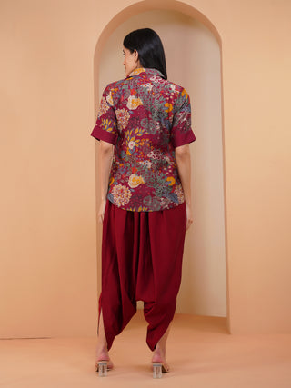 Achkan Nirvaana Floral Maroon
