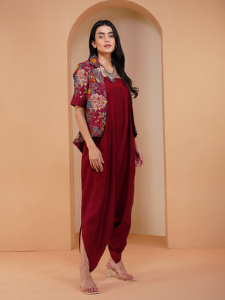 Achkan Nirvaana Floral Maroon