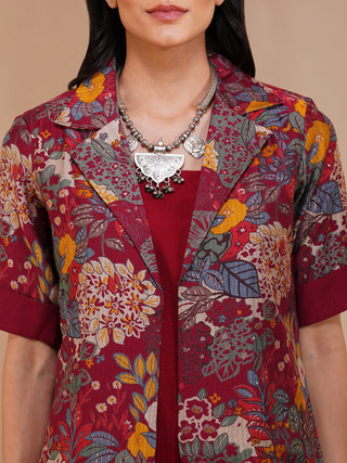 Achkan Nirvaana Floral Maroon