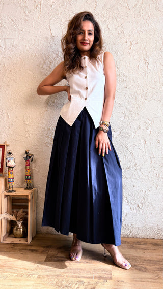 Lady Lead - White & Blue - Only Waistcoat & Skirt Set