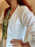 Load image into Gallery viewer, WHITE BELL-BOTTOM PANT WITH LONG BLAZER AND PRINTED VESTCOAT
