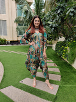 Load image into Gallery viewer, ABSTRACT PRINT RELAXED JUMPSUIT WITH SLEEVES ( COMES WITH BELT)
