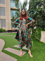 Load image into Gallery viewer, ABSTRACT PRINT RELAXED JUMPSUIT WITH SLEEVES ( COMES WITH BELT)
