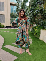 Load image into Gallery viewer, ABSTRACT PRINT RELAXED JUMPSUIT WITH SLEEVES ( COMES WITH BELT)
