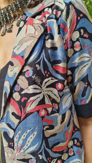 Urban Achkan Abstract Black Blue