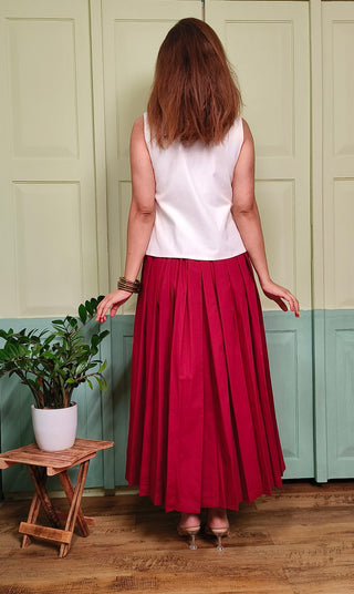 Lady Lead - White & Maroon - Only Waistcoat & Skirt Set