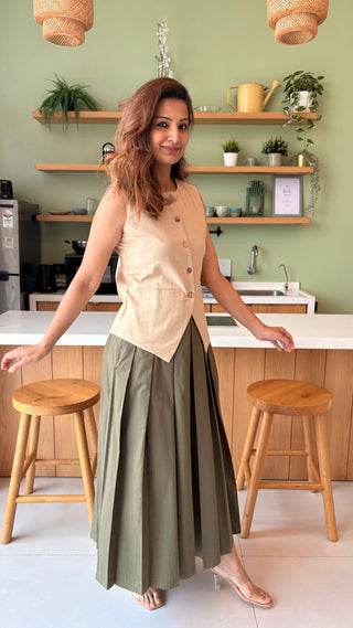 Lady Lead - Beige/Khaki - Only Waistcoat & Skirt Set