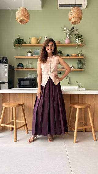 Lady Lead - Champagne/Wine - Only Waistcoat & Skirt Set