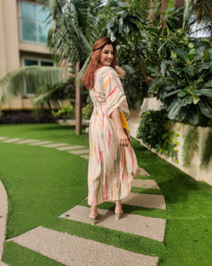 TIE DYE PRINTED SILK KAFTAAN