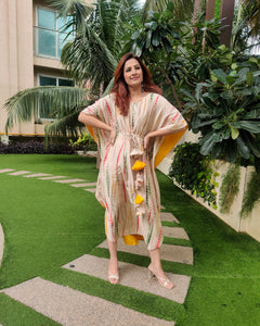 TIE DYE PRINTED SILK KAFTAAN
