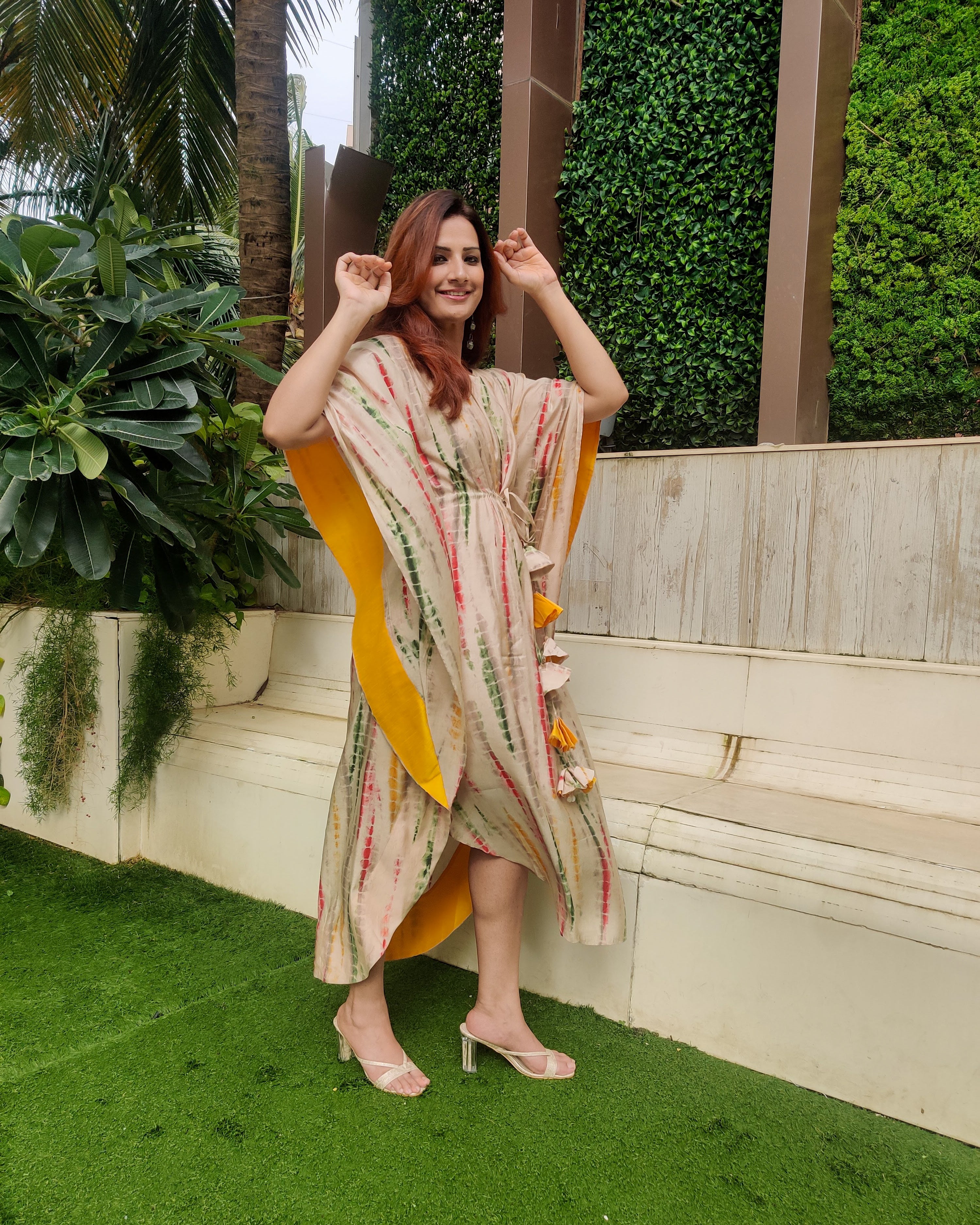 TIE DYE PRINTED SILK KAFTAAN