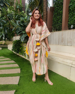 TIE DYE PRINTED SILK KAFTAAN