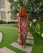 Load image into Gallery viewer, RED ABSTRACT PRINTED SAREE SKIRT WITH BLOUSE (without Jacket)
