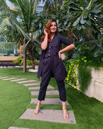 Load image into Gallery viewer, BLACK LONG JACKET CO ORD WITH VESTCOAT &amp; PANTS
