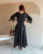 Load image into Gallery viewer, BLACK CHECKERED KAFTAAN DRESS
