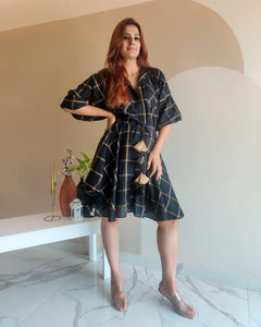 BLACK CHECKERED DRESS