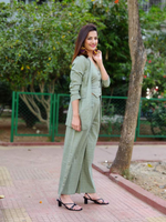 Load image into Gallery viewer, GREEN BELL-BOTTOM PANTS WITH HALTER VEST COAT AND LONG BLAZER
