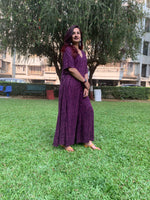 Load image into Gallery viewer, PURPLE WAVE PRINT JUMPSUIT WITH SLEEVED JACKET

