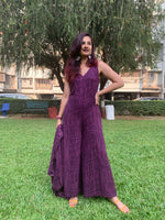 Load image into Gallery viewer, PURPLE WAVE PRINT JUMPSUIT WITH SLEEVED JACKET
