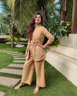 Load image into Gallery viewer, FAWN BELL-BOTTOM PANT WITH HALTER VEST COAT AND LONG BLAZER

