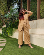 Load image into Gallery viewer, FAWN BELL-BOTTOM PANT WITH HALTER VEST COAT AND LONG BLAZER
