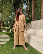 Load image into Gallery viewer, FAWN BELL-BOTTOM PANT WITH HALTER VEST COAT AND LONG BLAZER
