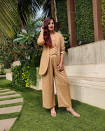 Load image into Gallery viewer, FAWN BELL-BOTTOM PANT WITH HALTER VEST COAT AND LONG BLAZER
