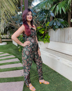 Load image into Gallery viewer, #WRAPMEUP - GREEN FLORAL WRAP AROUND WITH CROSSOVER STRAP JUMPSUIT
