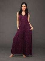 Load image into Gallery viewer, PURPLE WAVE PRINT FLARED JUMPSUIT
