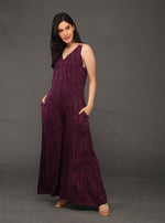 Load image into Gallery viewer, PURPLE WAVE PRINT FLARED JUMPSUIT
