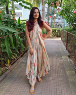Load image into Gallery viewer, OFF WHITE GREEN TIE AND DYE CROSS NECK TUBE JUMPSUIT
