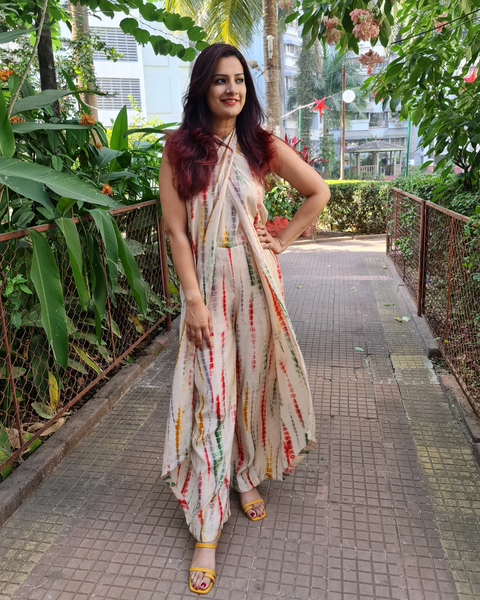 OFF WHITE GREEN TIE AND DYE CROSS NECK TUBE JUMPSUIT