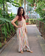 Load image into Gallery viewer, OFF WHITE GREEN TIE AND DYE CROSS NECK TUBE JUMPSUIT
