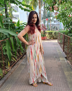 OFF WHITE GREEN TIE AND DYE CROSS NECK TUBE JUMPSUIT