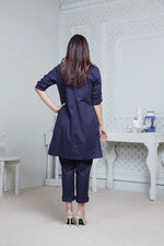 Load image into Gallery viewer, NAVY LONG JACKET WITH CROPPED PANT &amp; SPAGHETTI INNER
