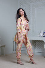 Load image into Gallery viewer, COLOUR SPLASHED LONG BLAZER WITH CONTRAST PIPING, SIDE POCKET PANT &amp; BUSTIER
