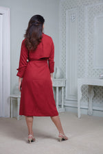 Load image into Gallery viewer, RED LONG MIDI WITH ATTACHED JACKET
