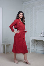 Load image into Gallery viewer, RED LONG MIDI WITH ATTACHED JACKET
