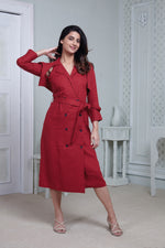 Load image into Gallery viewer, RED LONG MIDI WITH ATTACHED JACKET
