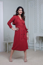 Load image into Gallery viewer, RED LONG MIDI WITH ATTACHED JACKET
