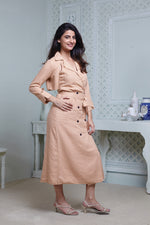 Load image into Gallery viewer, PEACH LONG MIDI WITH ATTACHED JACKET
