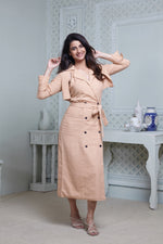 Load image into Gallery viewer, PEACH LONG MIDI WITH ATTACHED JACKET
