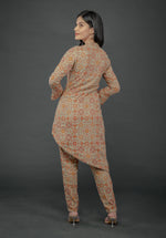 Load image into Gallery viewer, AZTEC ORANGE ASYMMETRIC LONG JACKET PAIRED WITH FITTED PANTS
