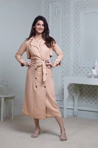 PEACH LONG MIDI WITH ATTACHED JACKET