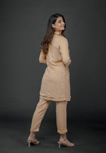 Load image into Gallery viewer, PEACH LONG JACKET WITH CROPPED PANT &amp; SPAGHETTI INNER
